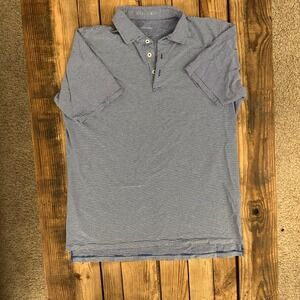 B. Draddy Mens Pima Cotton Spandex Striped Polo Shirt Navy White Small